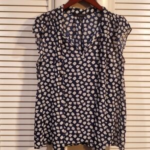 J. Crew Navy and White Floral Blouse